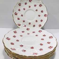 Vintage AYNSLEY 5 Saucers “Grotto Rose” Fine Bone China England 5.75” Beautiful set of 5 saucers is in excellent condition. Circa 1969’s