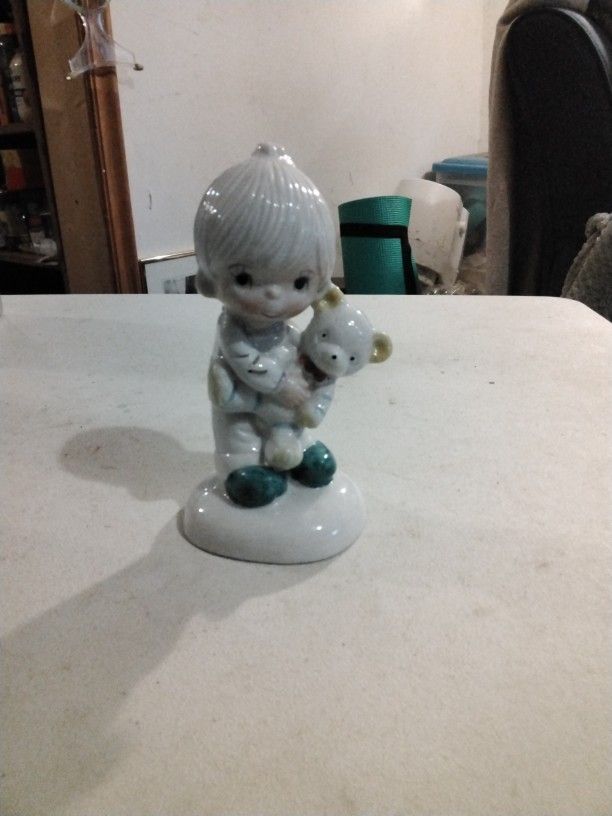 Boy With Bear FEI Collector's Edition Made In Taiwan Figurine