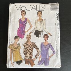 McCall’s Sewing Pattern 3397 Size L - XL Bias Tops 2001