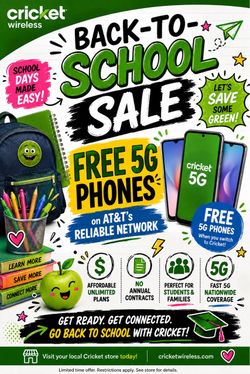 Back to School deals here at Cri cket For NEW/Existing Customers!