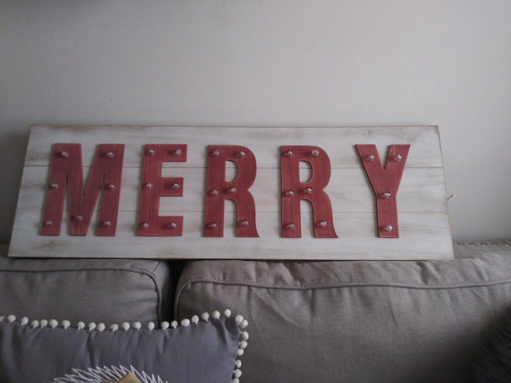 3 ft. Lighted MERRY Sign