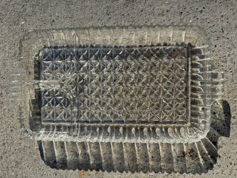 VTG  Hazel Atlas Glass Sip, Snack, and Smoke Tray or relish tray 11”x6”