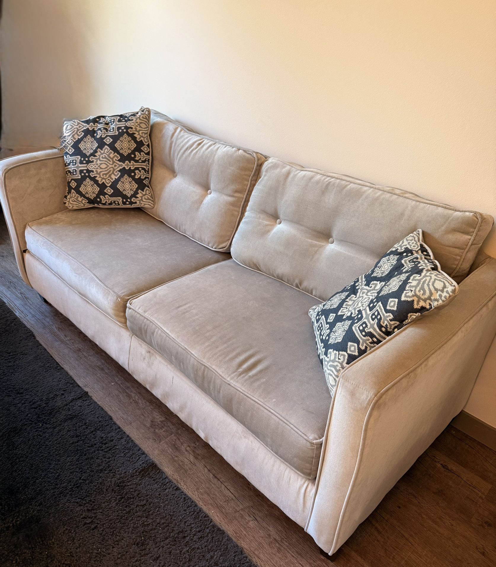 Soft, Comfy Gray Sofa With Throw Pillows