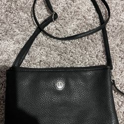 Stone Mountain pebble leather black crossbody bag