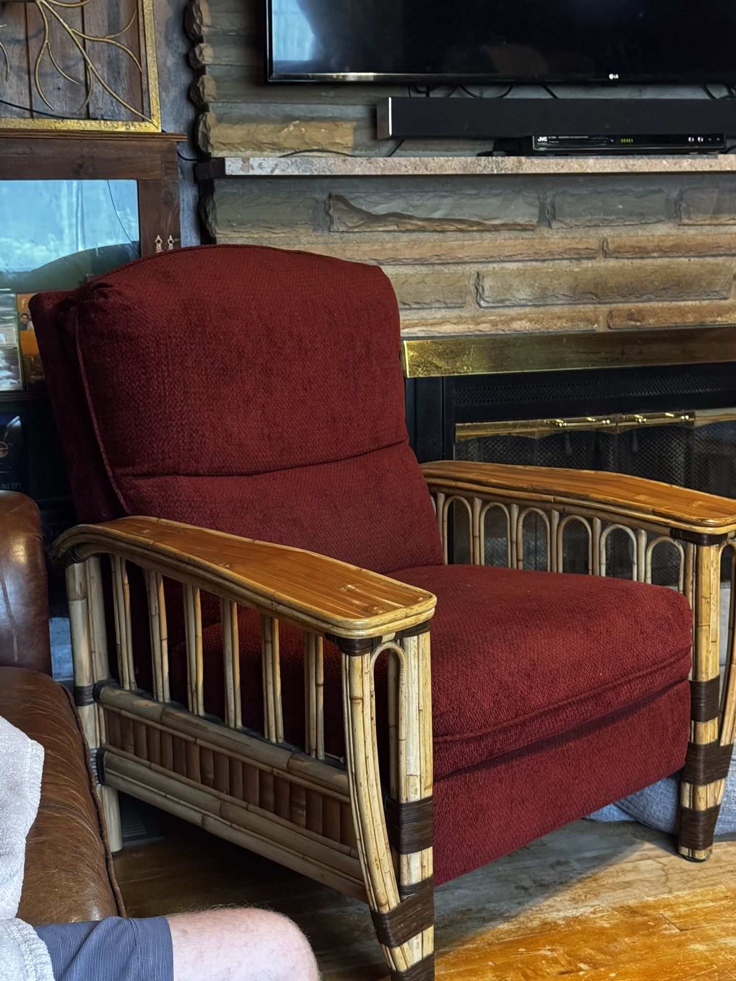 Dark red Bamboo recliner. Excellent condition, Clean, Smoke free home