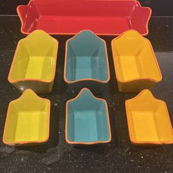 Costa Del Sol Party Dishes/Tray 7-Piece Bright Colors