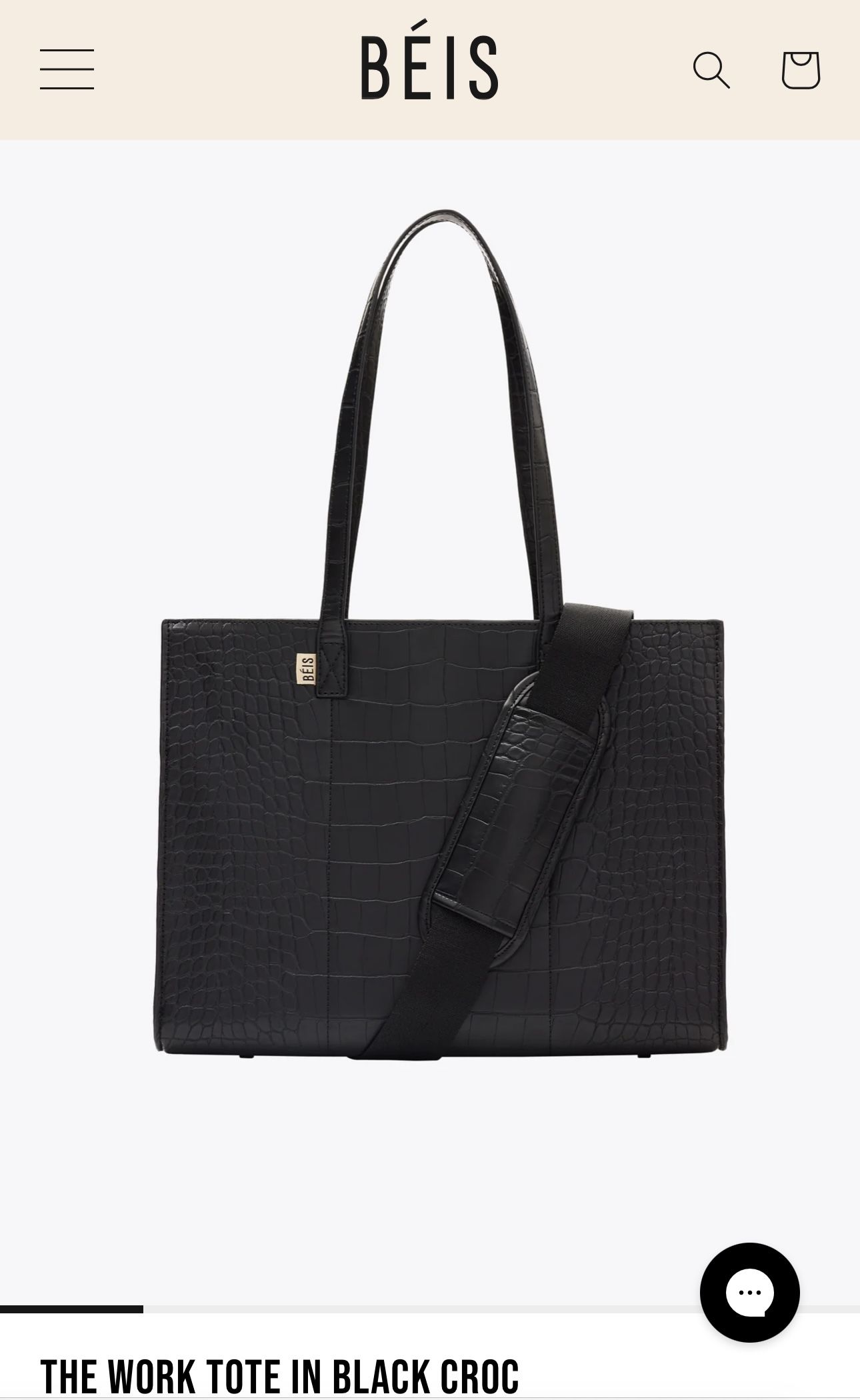 Beis Large Work outlet Tote - Black Croc