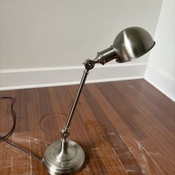 Adjustable Brushed Nickel Desk Lamp – Industrial Style