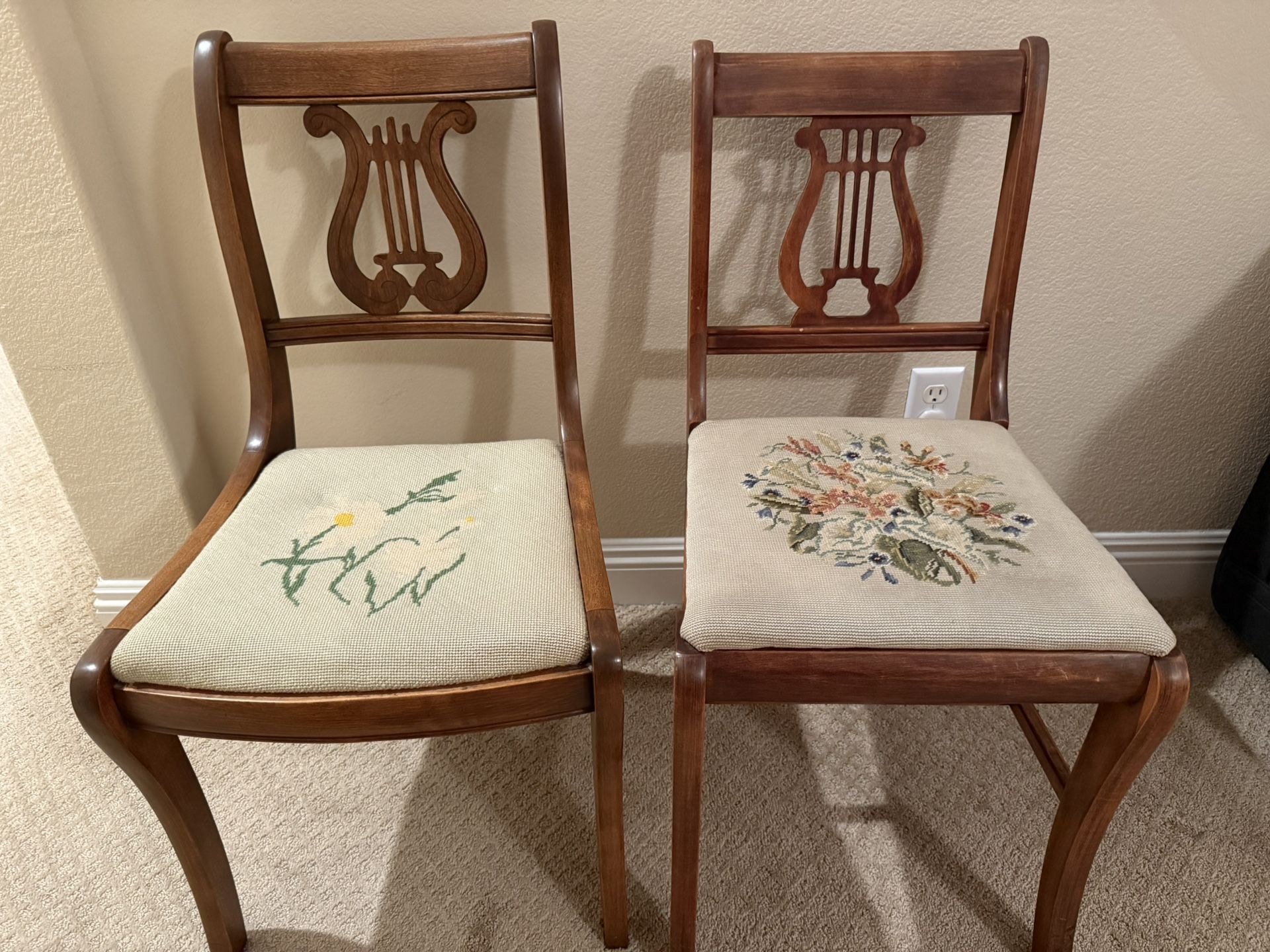 2 Antique Wood Harp Chairs $60 each