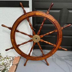 Replica Wooden Ship Wheel with Brass center