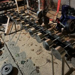 30-55lb Chrome Dumbbell Set+Rack