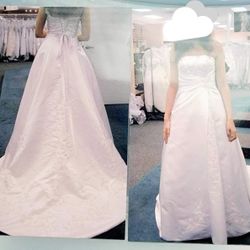 David's Bridal Beaded Satin Strapless Wedding Dress