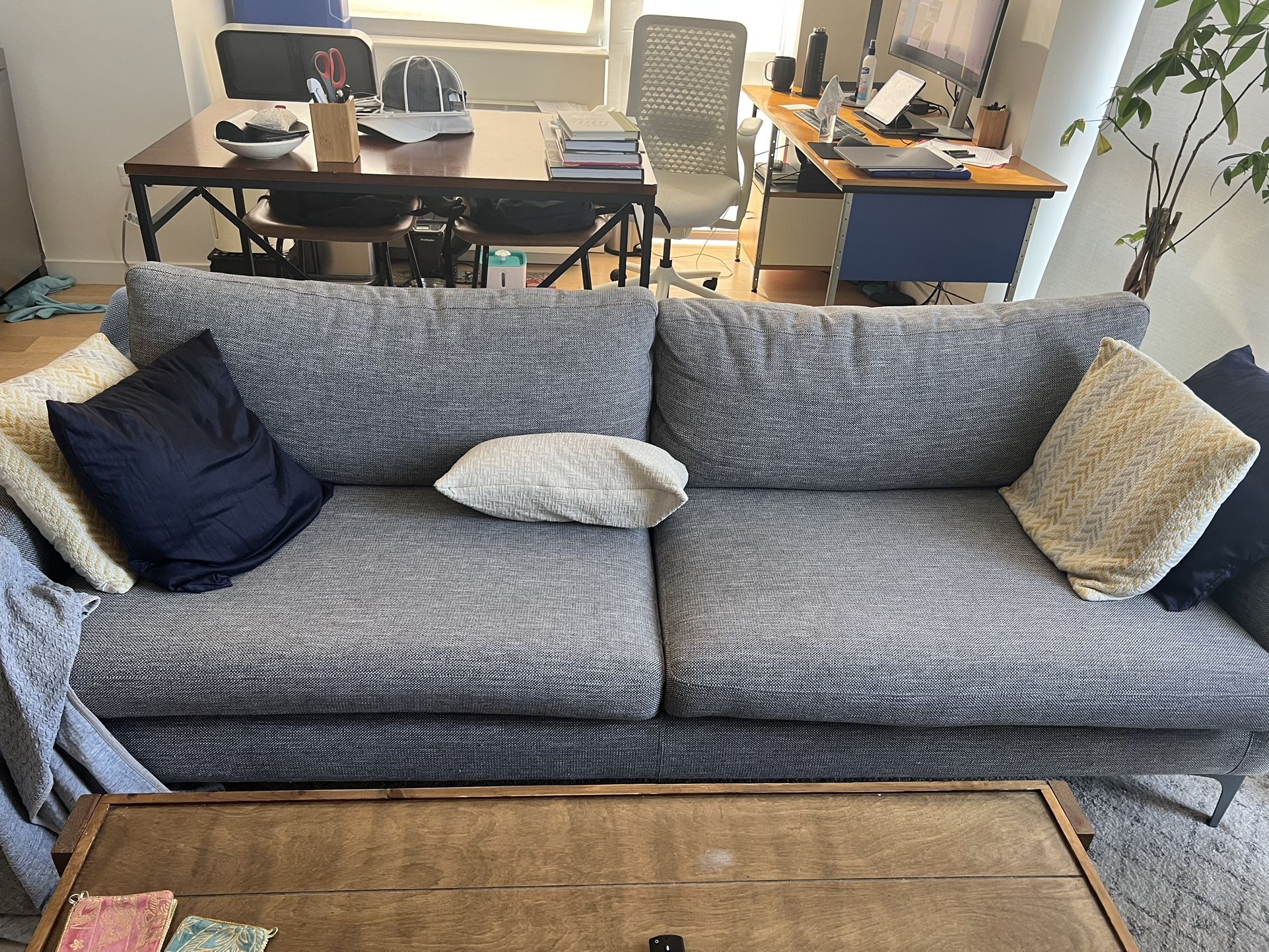 Grey Textured Sofa Couch - Sits 3