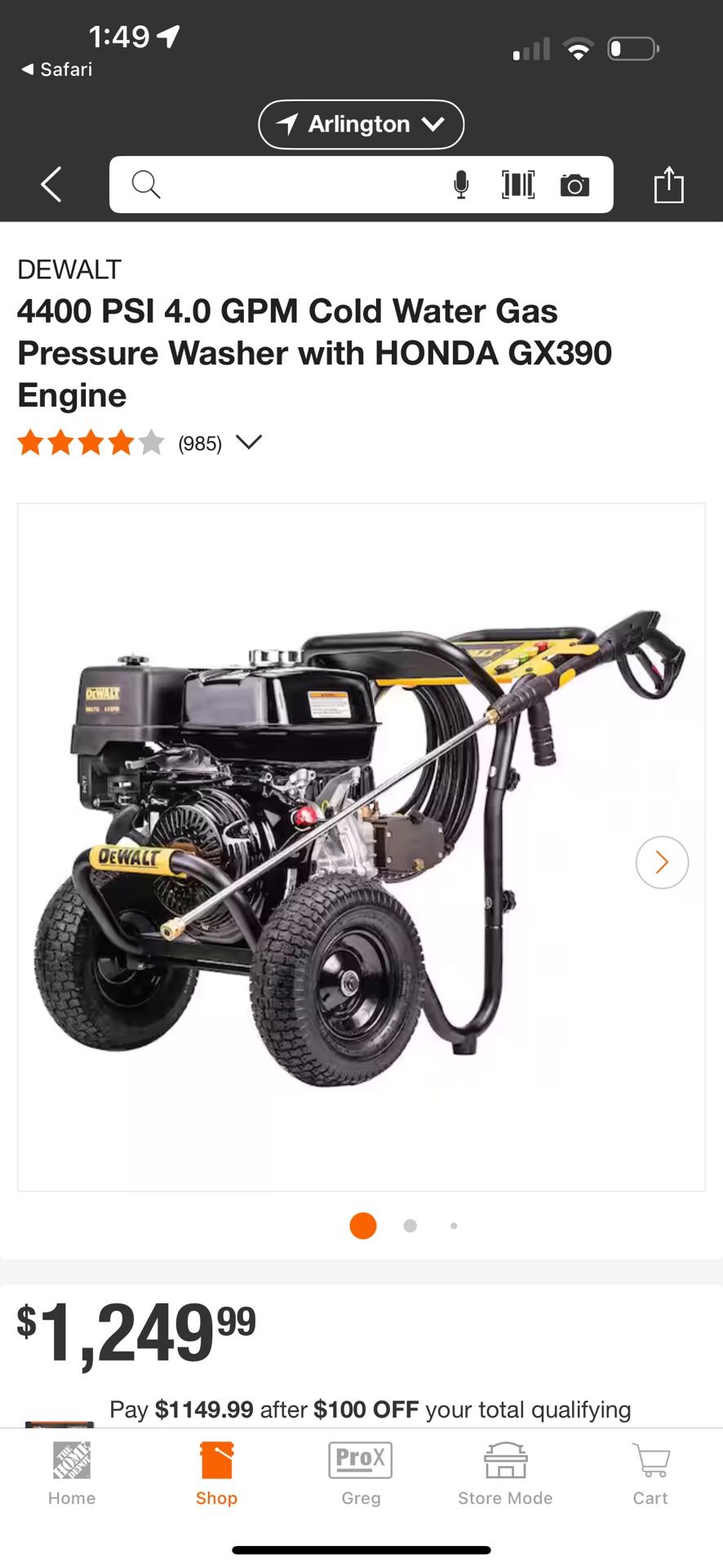 4400 PSI Dewalt Pressure Washer