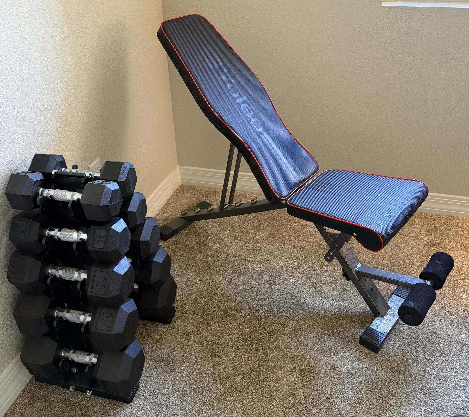 Adjustable Weight Bench + Dumbbell Set (never Used)