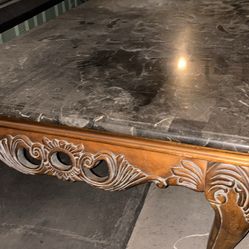 Wood and marble coffee table