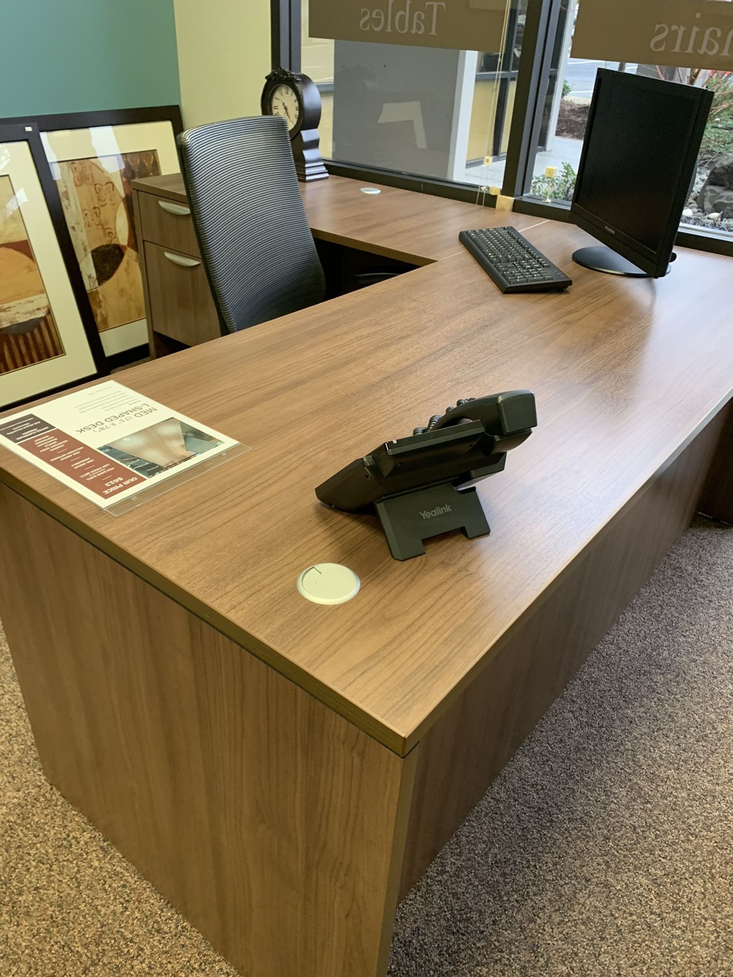 Modern walnut L-shape office Desk