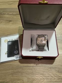 Two-Tone Rose Gold Arabic Style Bracelet w/ Real Moissanite Stones + Box