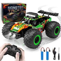 Remote Control Car, 1/18 RC Car for Kids Ages 4 5 6 7 8 9+ with 2 Batteries - Dinosaur Monster Truck 2.4GHz, 20KM/h: Toys for Children's Games and Gif