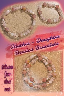 Handmade Beaded Bracelets "MOTHER & DAUGHTER" Matching