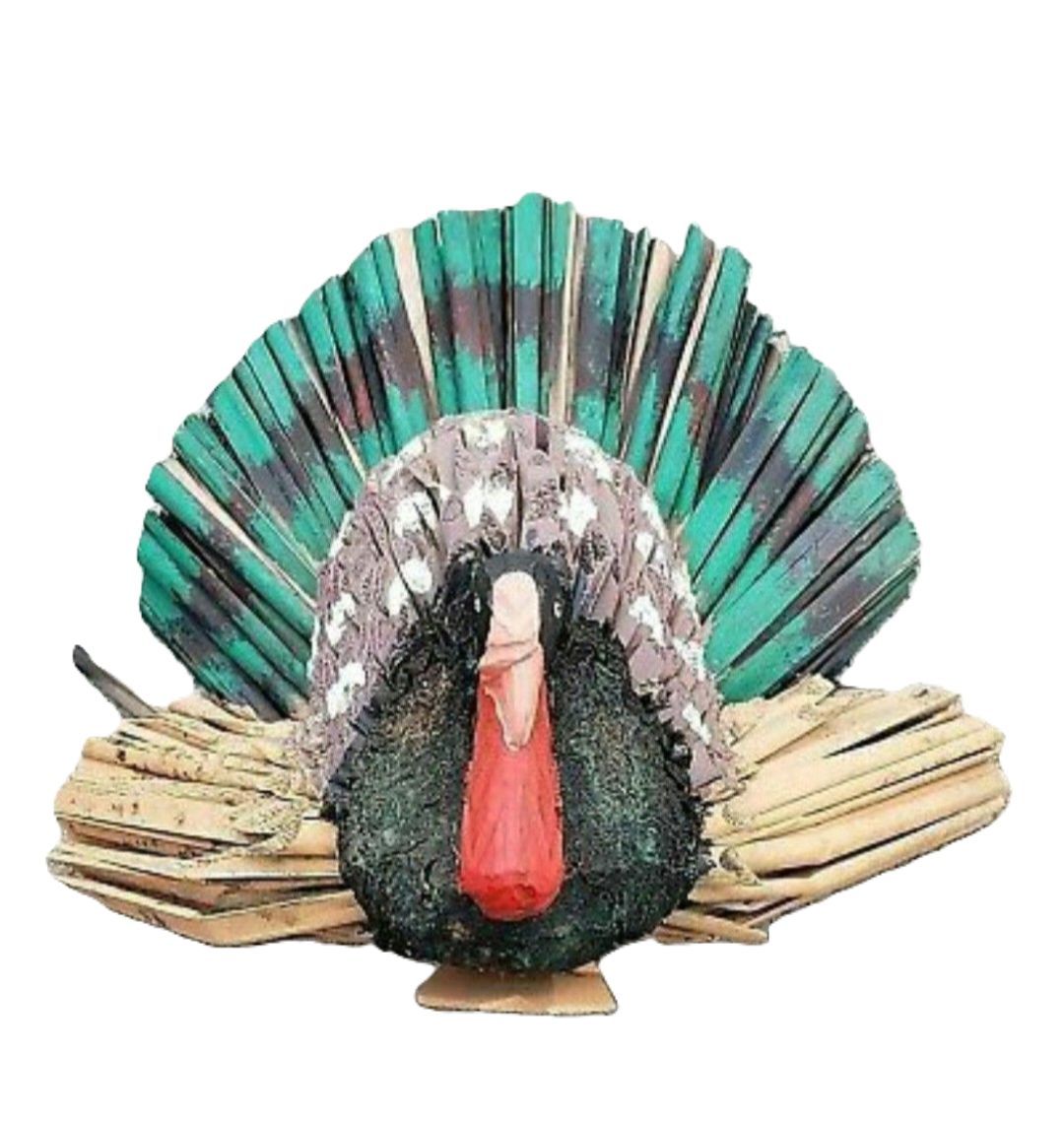 Hand Carved Wood Palm Tree TURKEY DECOR 14"X 12.5" Inches Hand Made In Philippines RARE