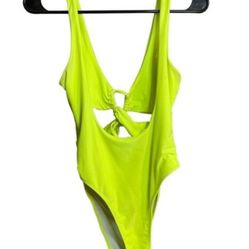 XL Neon Green High-Cut Swimsuit