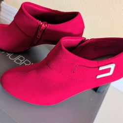Red Ankle Boots With Zipper New Size 6