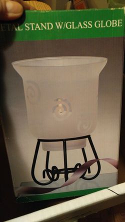 Frosted glass & metal candle holder