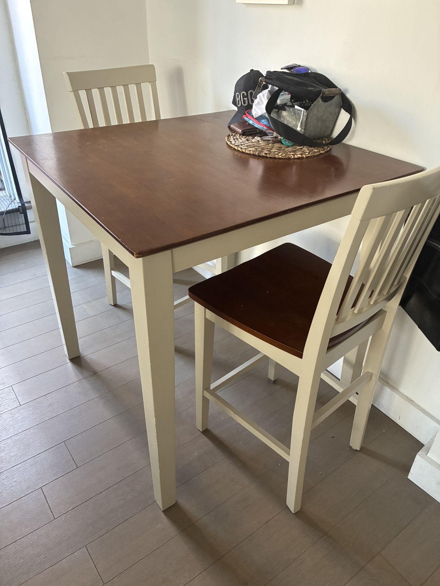 Counter-Height Dining Table Set – Farmhouse Style – 3-Piece