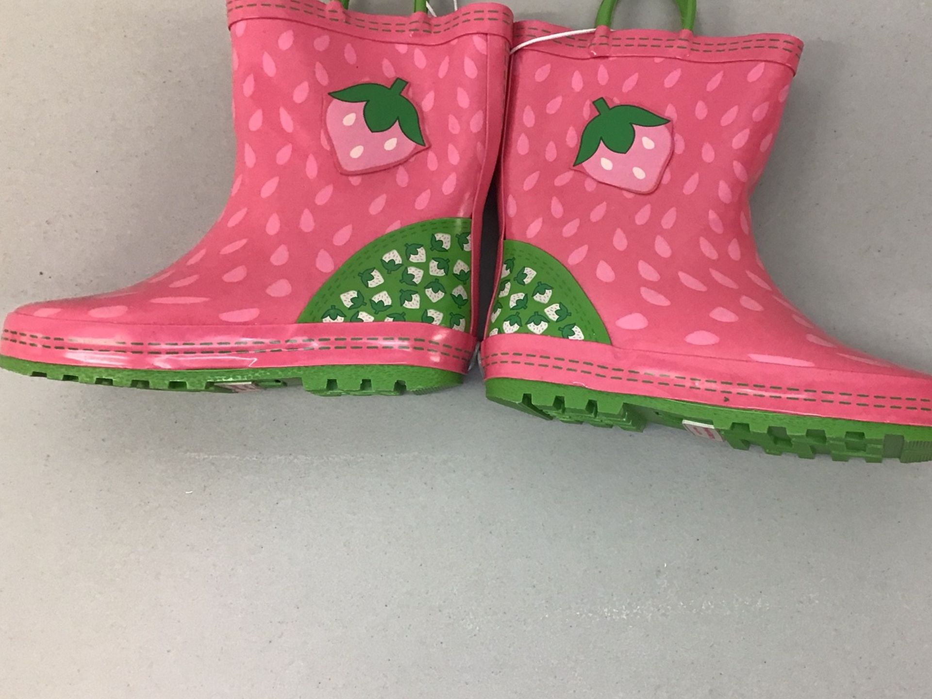 New Pink Strawberry Rain Boots Size 2