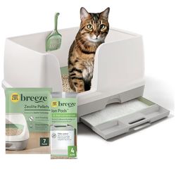 Purina Tidy Cats Litter System, Non-Clumping, Breeze XL All-in-One Odor Control & Easy Clean Multi Cat Box - 18 lb. Box
