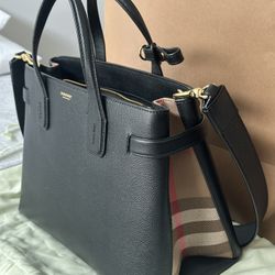 Burberry Black Leather Tote Bag
