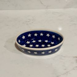 Polish pottery stoneware 9" small oval dish