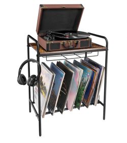 NEED GONE - Record Player Stand Organizer for Vinyl Records and Audio Equipment, Vintage Stand with Record Storage