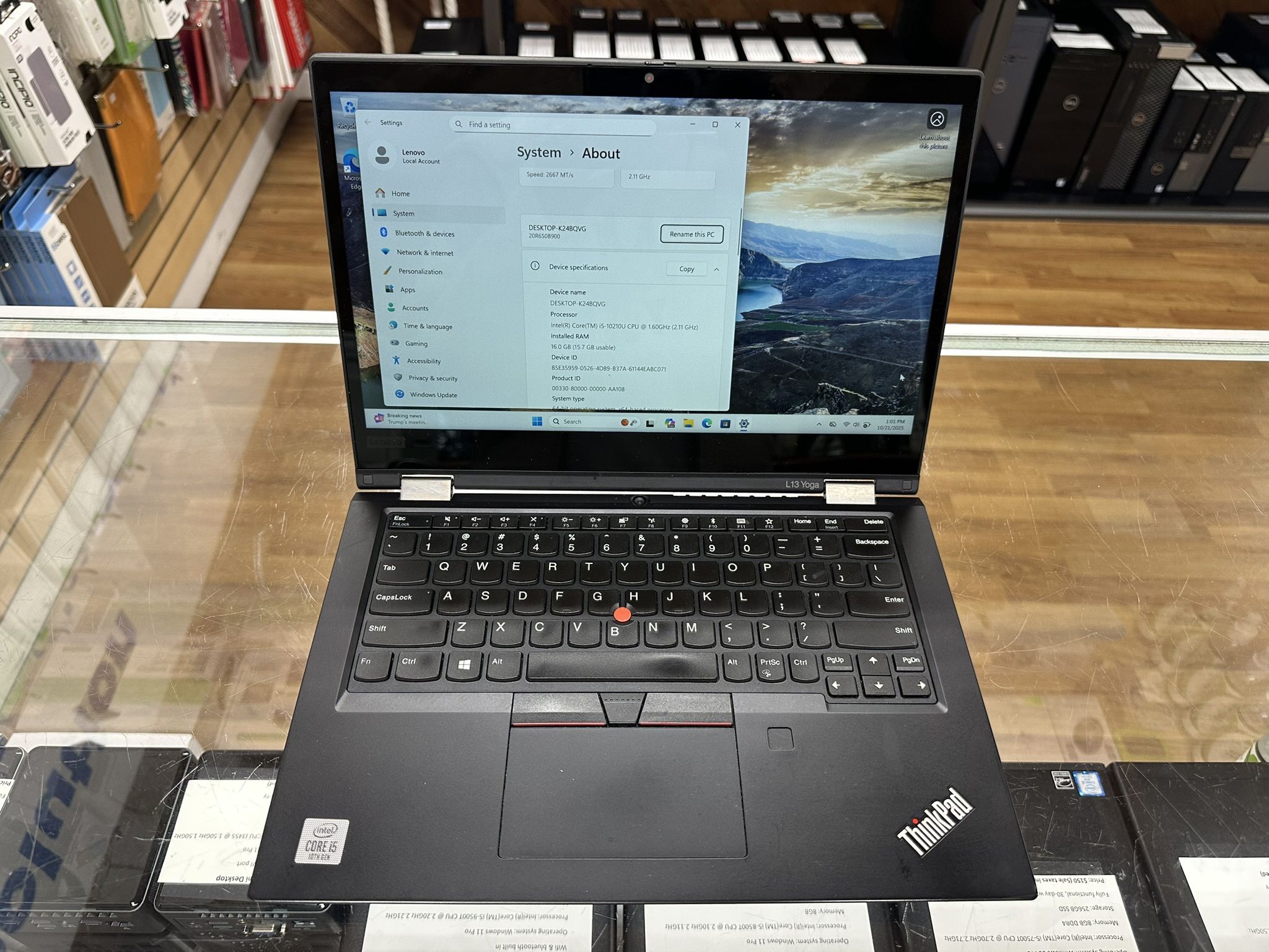 Lenovo Thinkpad L13 Yoga Gen 1 13.3 inch Touchscreen 2 in 1 laptop core i5-10th gen 16GB RAM 512GB SSD