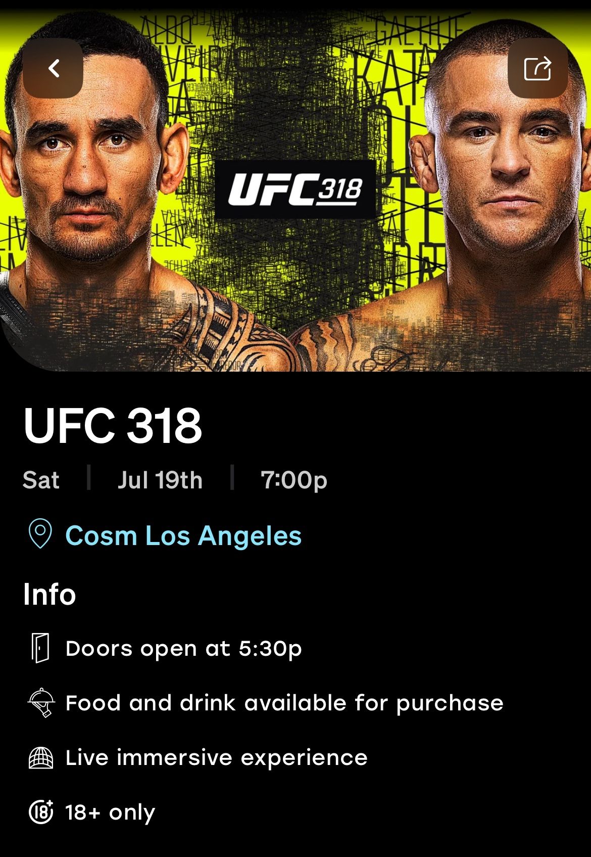 UFC 318 at Cosm Los Angeles