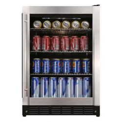 Magic Chef Beverage 23.4 in. 154 (12 oz.) Can Beverage Cooler, Stainless Steel 