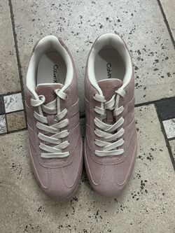 NEW Calvin Klein Women's Pale Pink Suede Lace-Up Sneakers size 8