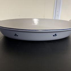 Vintage Holland Blue Tulip Cast Iron Enamelware Casserole Baking Dishg