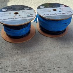 16 gauge in wall speaker wire, 2 spools Of 500 feet and 250 feet, 750 feet total
