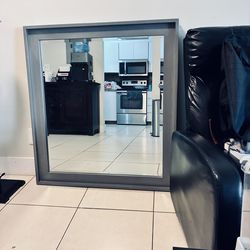 Huge Solid Wood Heavy Duty Gray Mirror