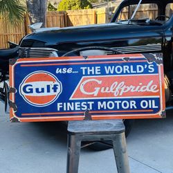 Gulf Porcelain Advertising Sign 36 Inches 