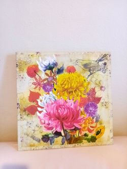 Flowers/bird art decor