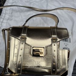 Michael Kors ManHattan school satchel pale gold