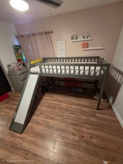 Twin size loft bed with slide