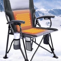 Heated Camping Chair for Adults, Heats Back and Seat, 3 Heat Levels, Fully Padde