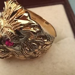Lion Head Ring Size 7 14k 
