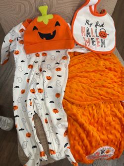 My First Halloween Baby Set - Onesie, Hat, Bib, and Blanket