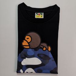 BAPE BLUE CAMO BABY NIL BLACK T SHIRT