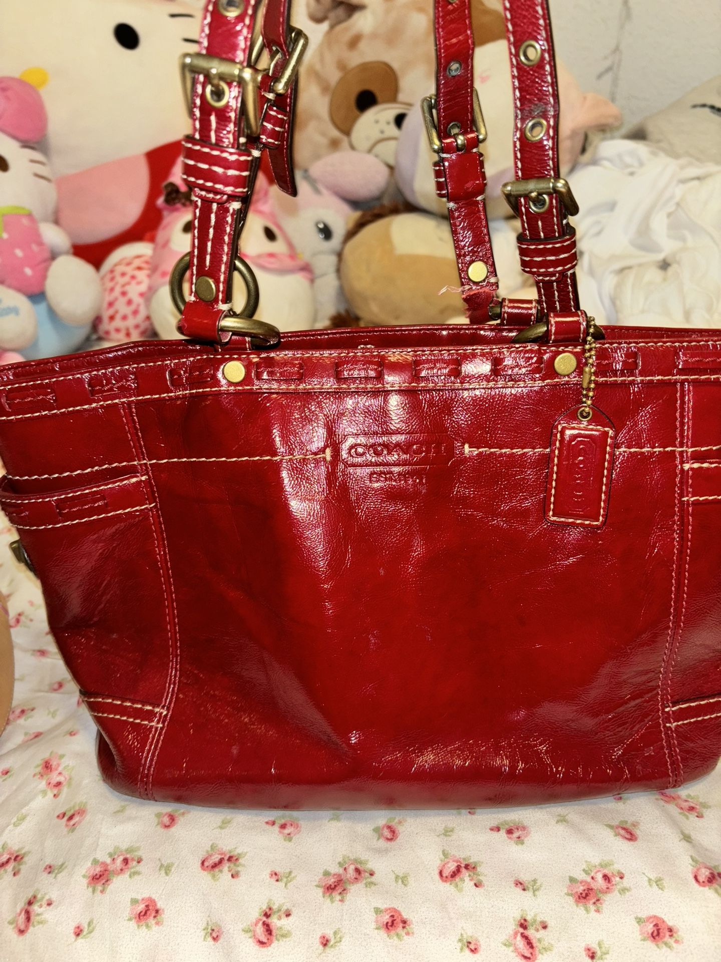 Vintage Red Leather Coach Bag